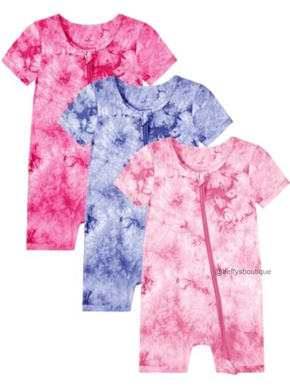 Bamboo Viscose Tie Dye Rompers Baby 3pc Pajamas